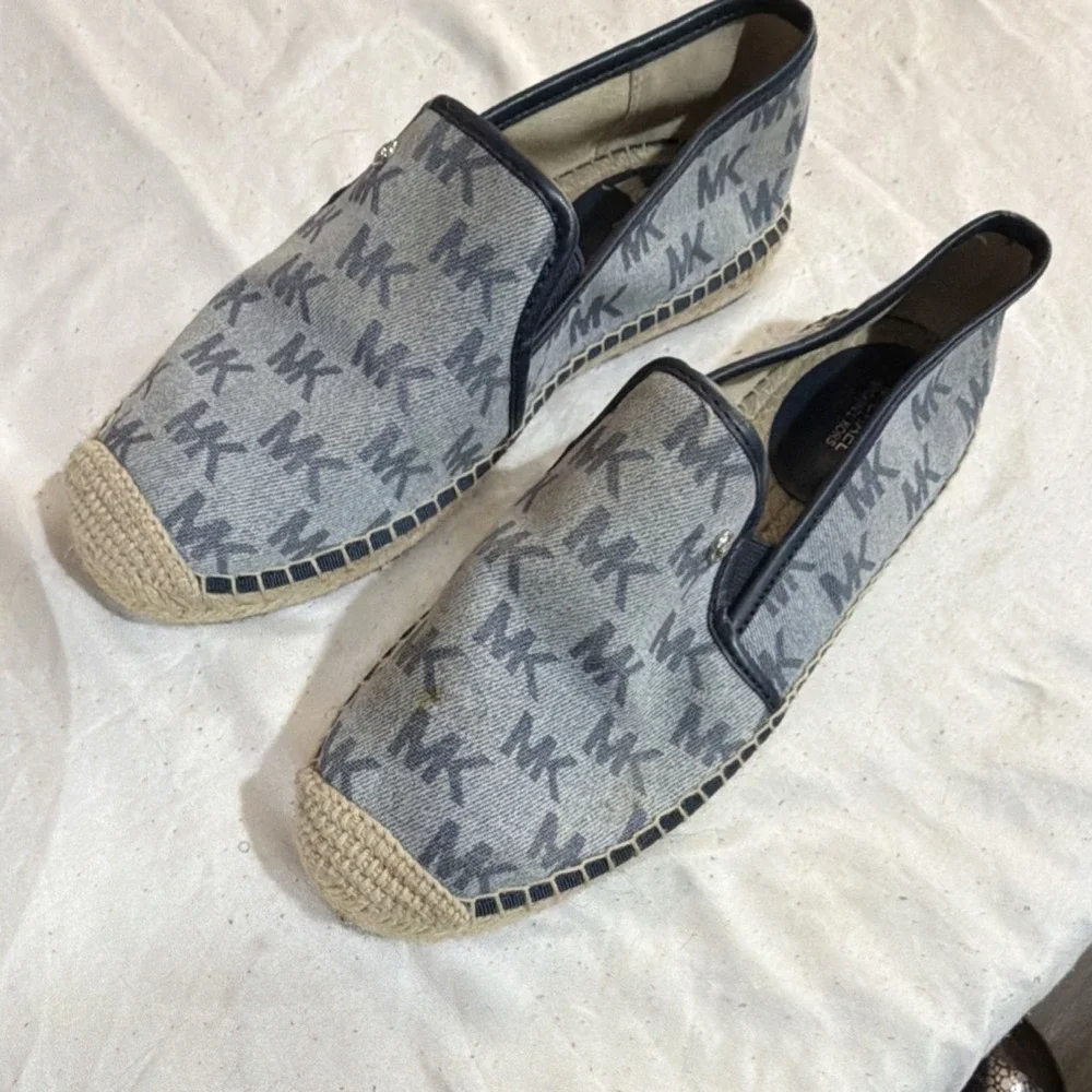 Michael Kors Logo Canvas Slip-On Women's Flats Blue Size 9 Medium